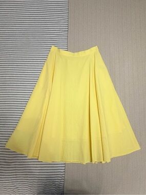 Uniqlo Seersucker Circle Skirt A-Line Midi Skirt Yellow Medium